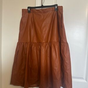 Orange Brown Knee-Length Bubble Skirt